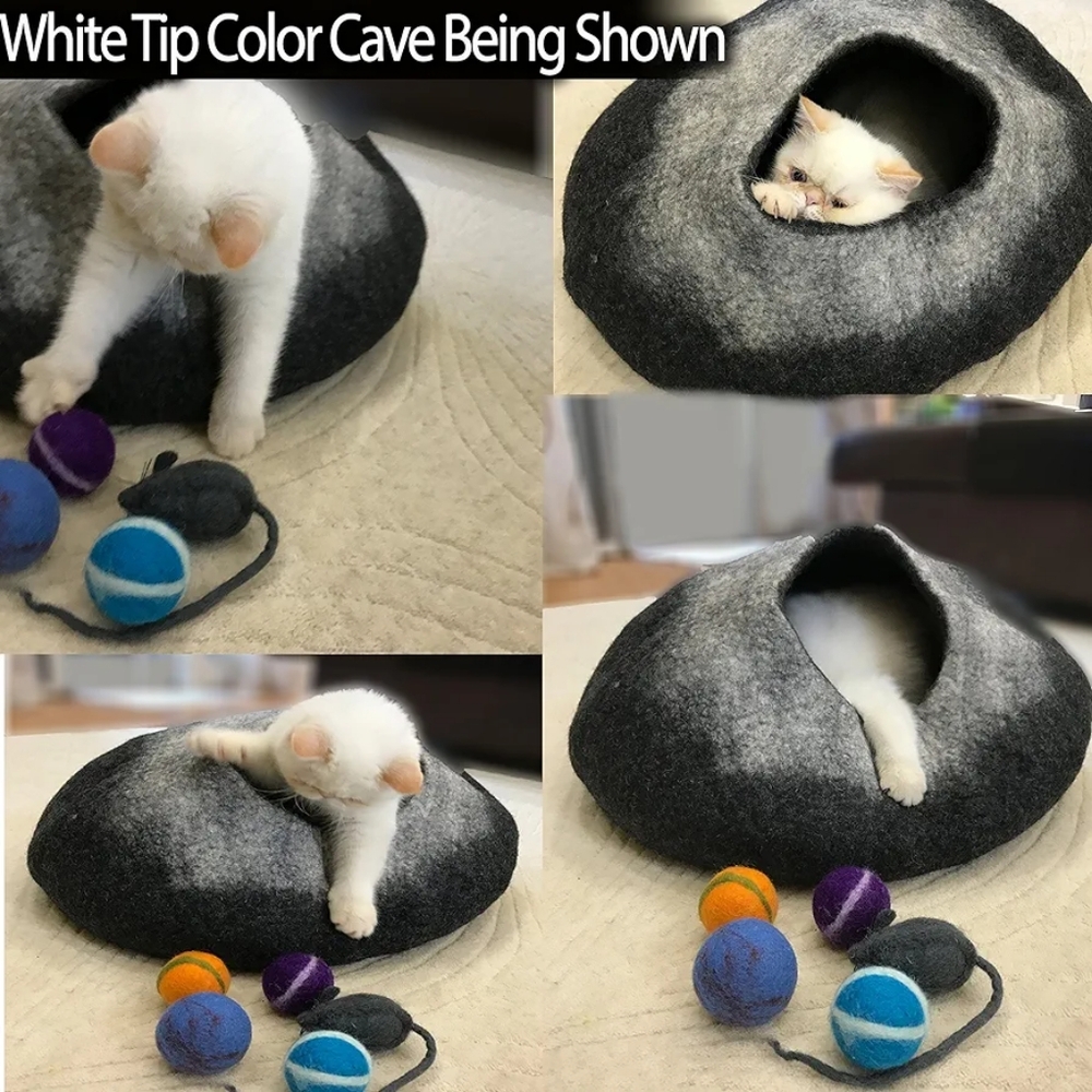 Primio 100% Natural Wool Eco-Friendly Cat & Kitten Cave Bed Cozy House Indoor - Picture 5 of 6